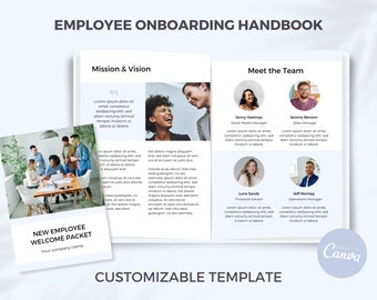 Employee Onboarding Handbook, New Employee Welcome Package Template, Small Business Resources, Employee Onboarding Welcome Packet, Canva