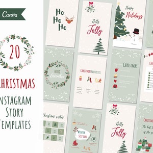 20 Christmas Instagram Story Templates for Canva | Happy Holidays Instagram Story | Christmas Canva Templates | Fully customizable | Festive