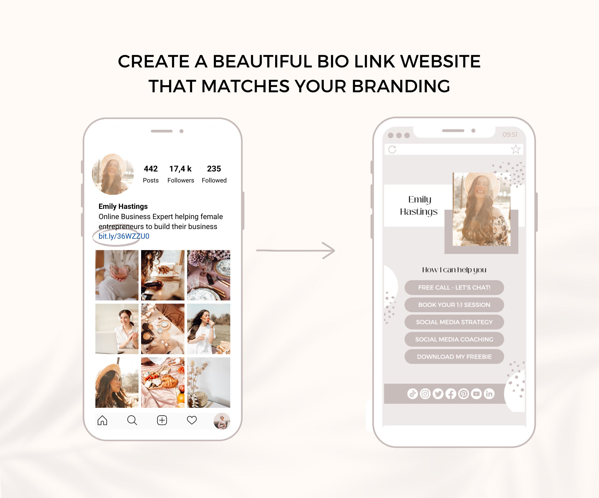 Instagram Bio Link Template, Editable in Canva, Link in Bio Template ...