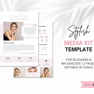 2 Page Media Kit Template for Canva | Blog Media Kit | Media Kit Template Influencer, Blogger | Editable Press Kit Template Canva | Collab
