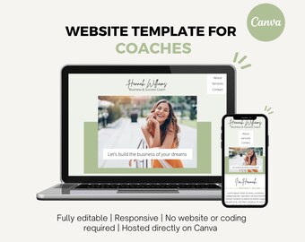 Canva Website Template | Canva Website Coach | Website Template Life Coach, Business Coach, Health Coach | Coach Landing Page | Responsive