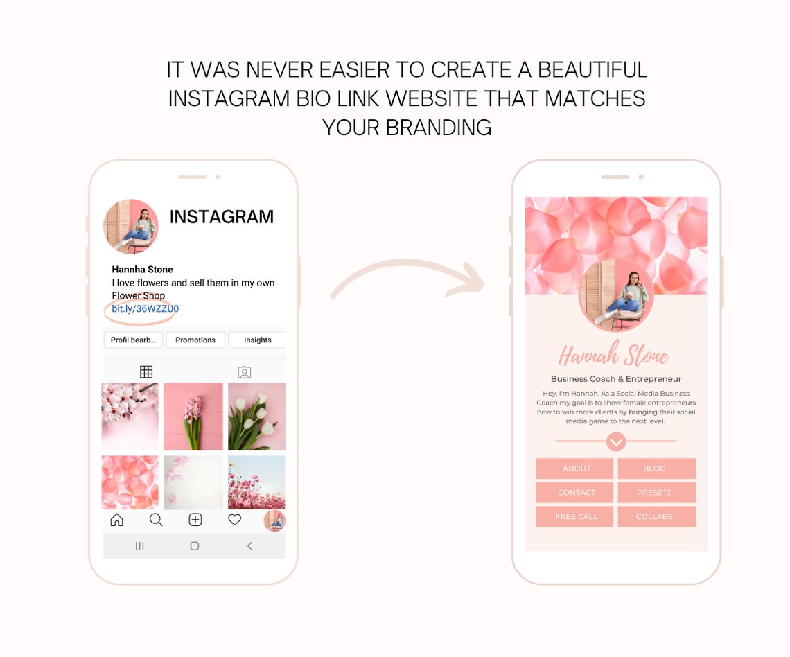 Instagram Bio Link Website Template for Canva Instagram Landing Page Template Canva Template ...