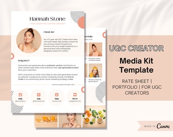 UGC Portfolio Canva, UGC creator portfolio, 2 Pages, UGC Media Kit template, User generated content creator kit, Editable ugc portfolio