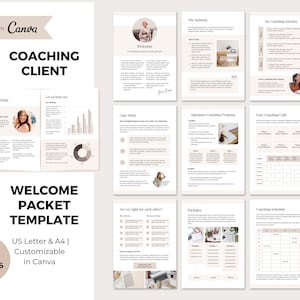 Coaching Client Welcome Packet, Client Onboarding Canva Template, Worksheets Coach, Business Coach Template, Life Coach Templates, Coach