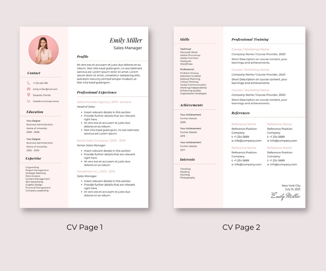 Creative Resume Template With Photo | Modern Resume Template | Cover ...