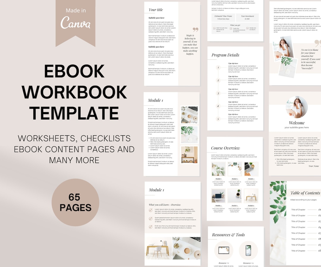 Ebook Template for Canva | Workbook Template Canva | Editable Canva ...