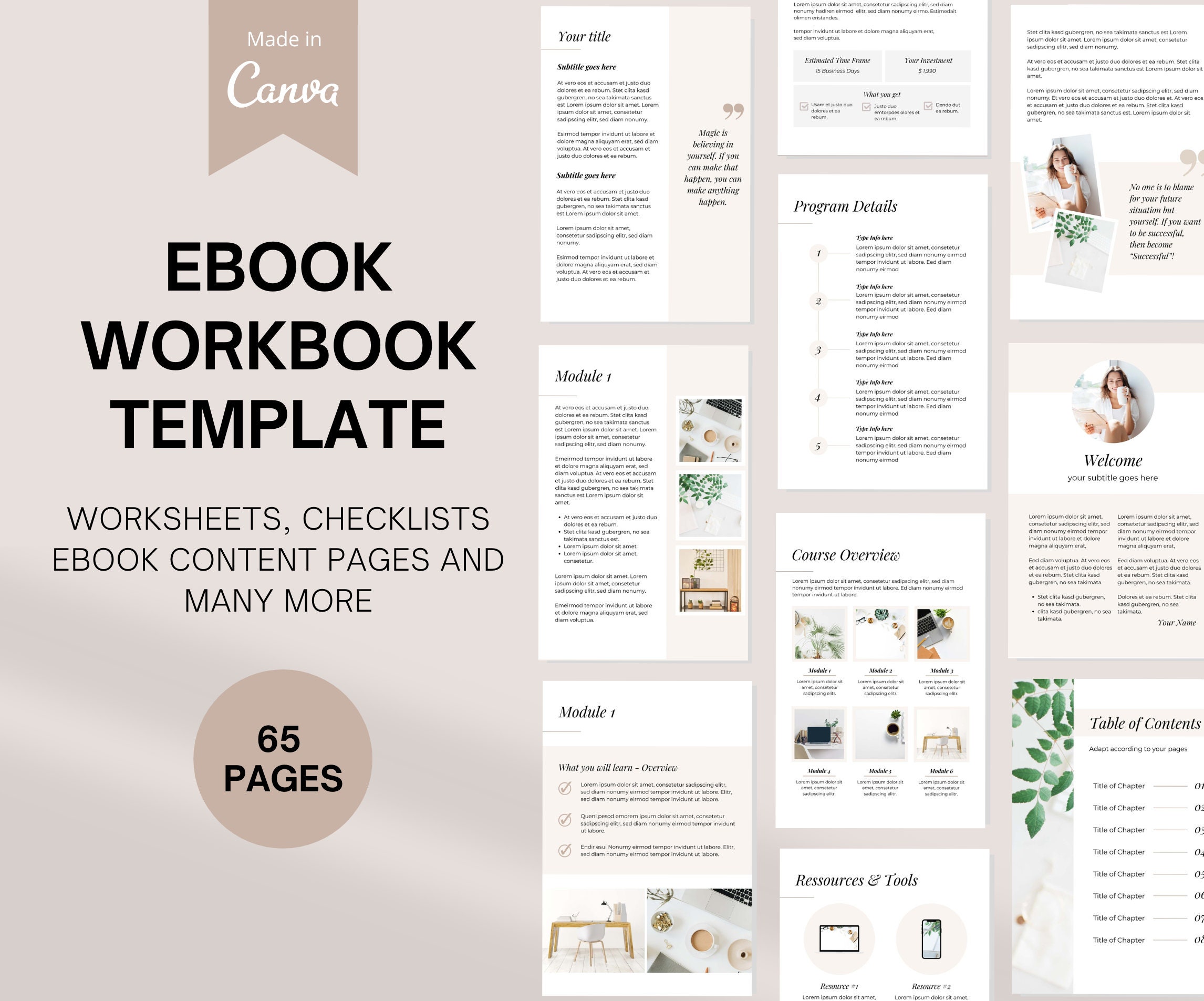 Ebook Template for Canva | Workbook Template Canva | Editable Canva ...