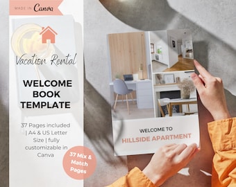 Vacation Rental Guest Welcome Book, Editable Canva Template, Airbnb Welcome Book, Superhost Guestbook Template, Airbnb Guest Map Template