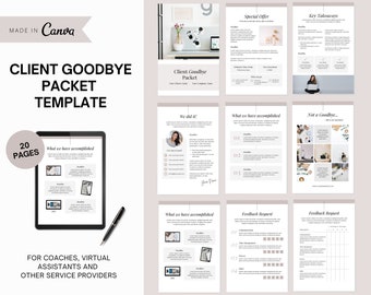 Client Goodbye Packet Template for Canva | Client Offboarding | Client Exit Template | Virtual Assistant Template | Client Goodbye Template