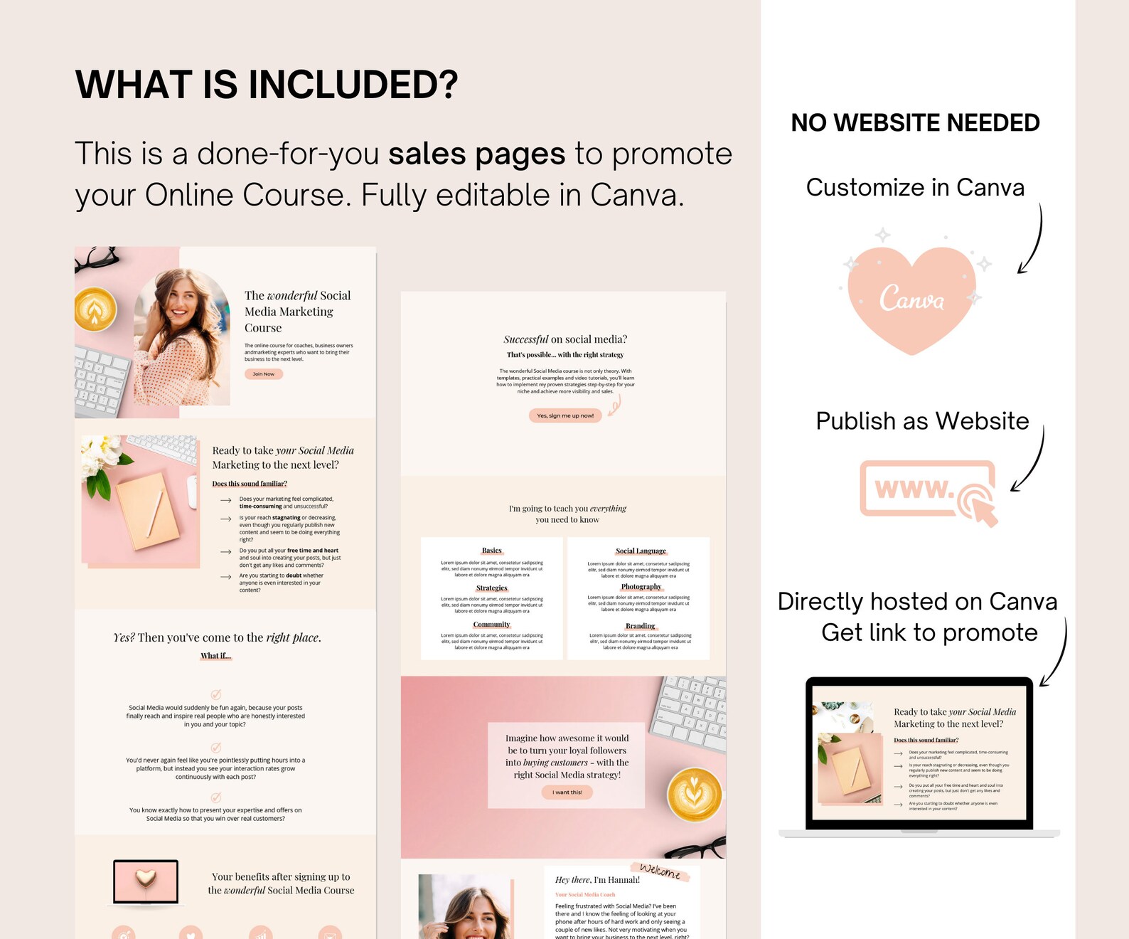 Sales Page Template Canva | Online Course Launch Template | Sales ...