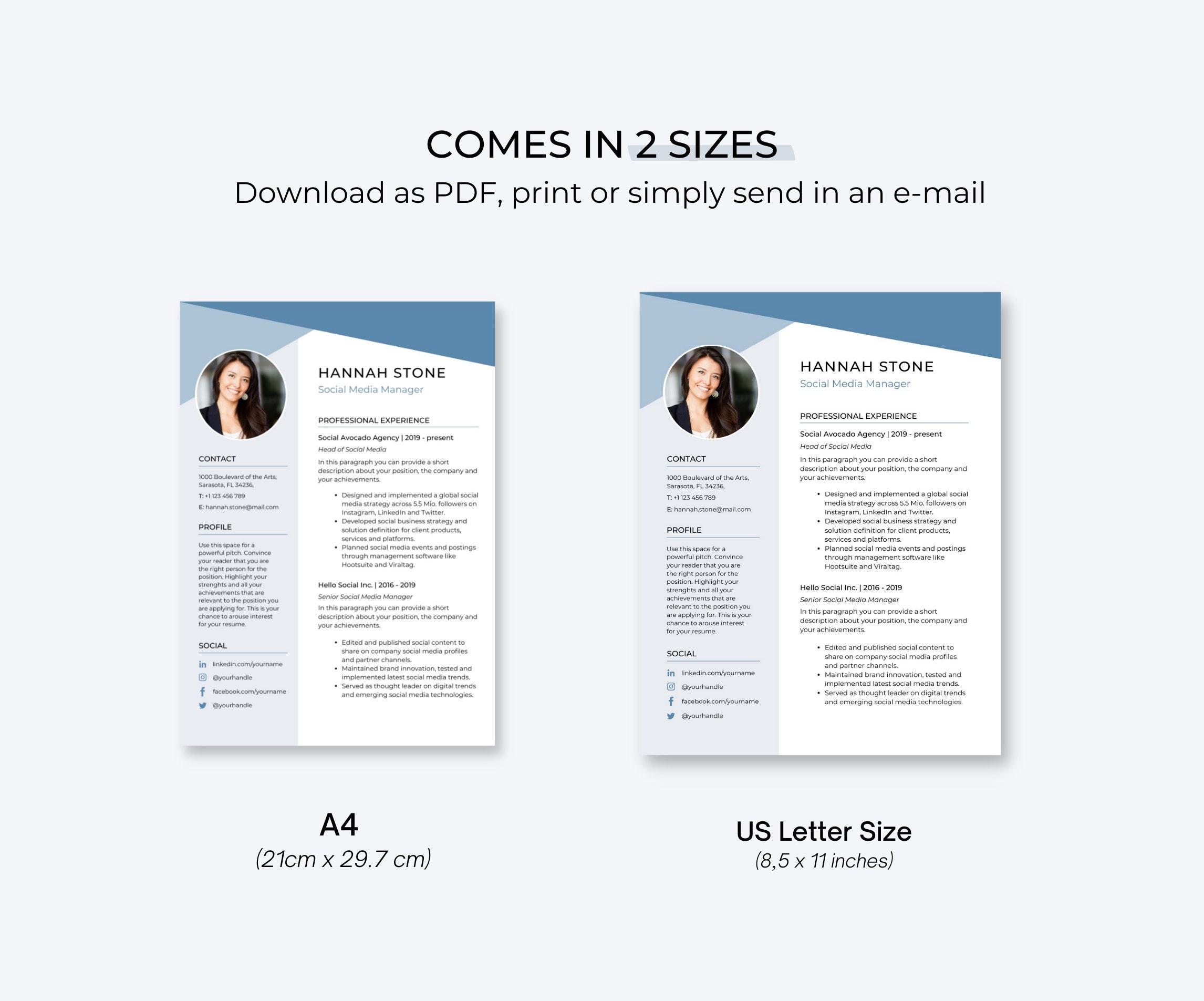 Modern Resume Template for Canva | CV and Cover Letter | Professional ...