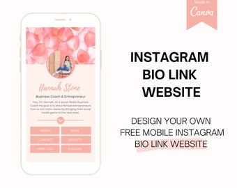 Instagram Bio Link Website Template for Canva | Instagram Landing Page Template  | Canva Template Instagram Link in Bio | Mobile Landingpage