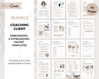 Coach Bundle: Coaching Client Onboarding & Client Offboarding Packet Templates, 90 Pages, Editable in Canva, Client Welcome, Client Goodbye