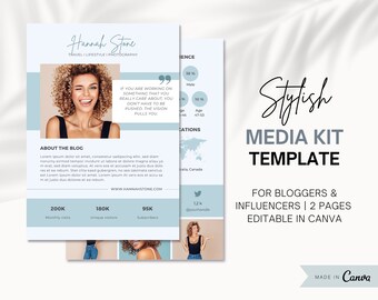 Media Kit Template Canva | Blogger Media Kit | Editable Canva Media Kit Template | Influencer Media Kit | Blogger Press Kit | 2 Pages