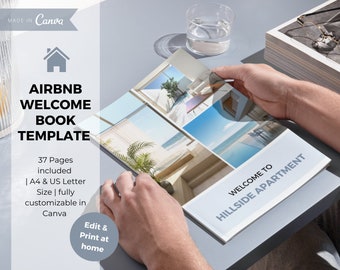 Airbnb Welcome Book, Airbnb Welcome Book Template Modern, Canva House Host Manual Guidebook Template, Vacation Rental Welcome Book, Editable