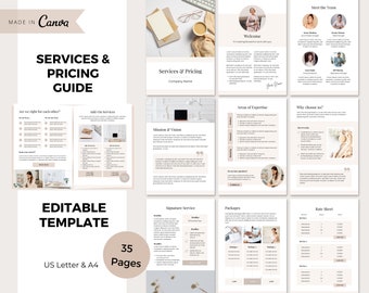Services & Pricing Guide Template, Rate Sheet, Portfolio Template, Client Welcome, Pricing Template, Price List, Services and Pricing Canva