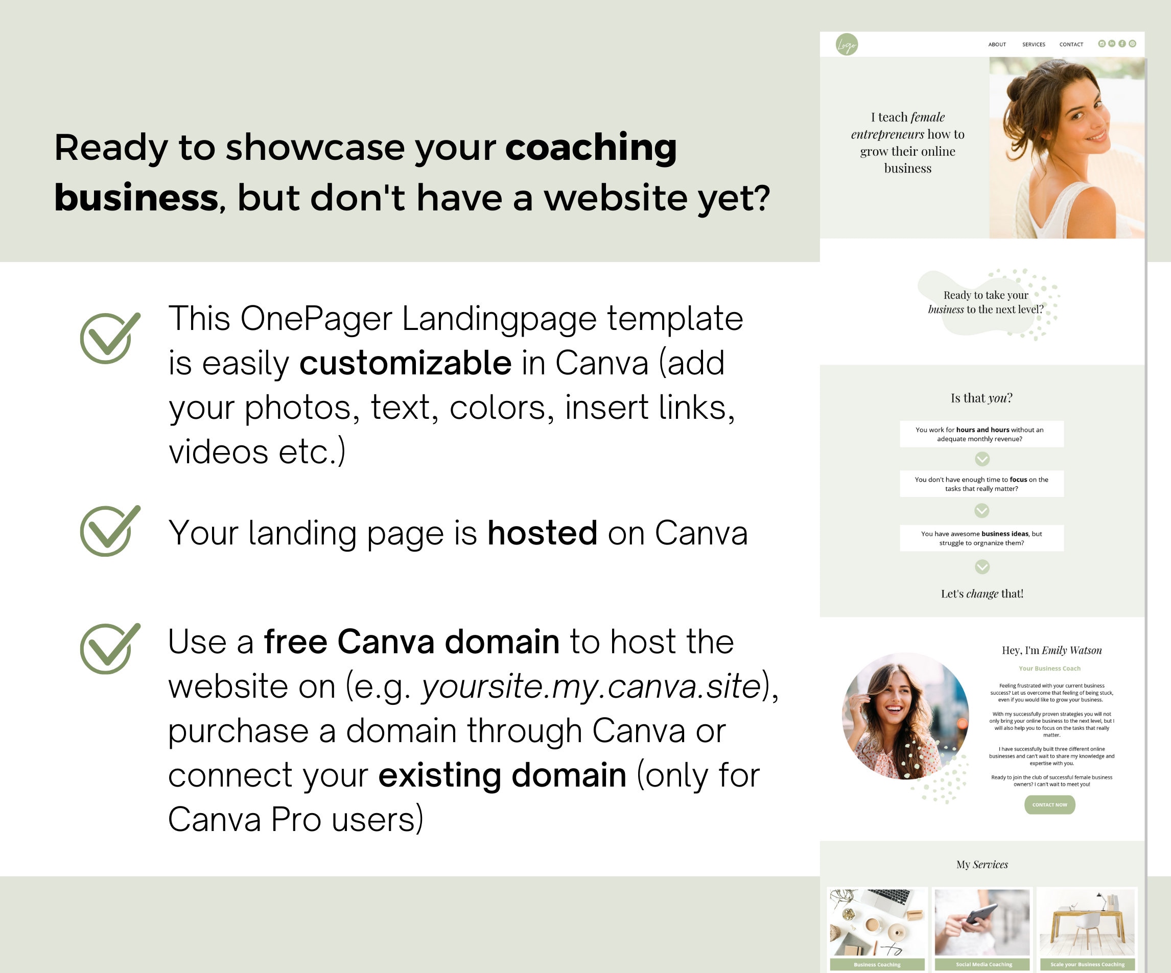 Canva Website Template Coach | Coach Landing Page | Website Template ...