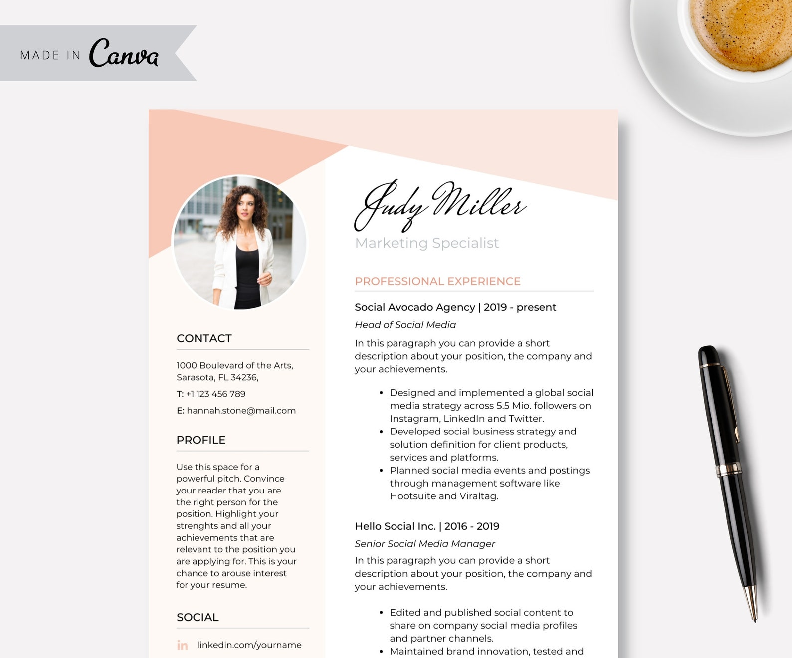 Moderne Lebenslauf Vorlage Canva Kreative CV Vorlage Cover - Etsy.de