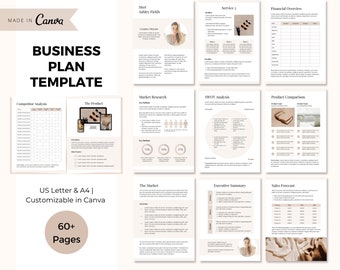 Business Plan Template, Canva Business Plan Template, Printable Business Plan Template, Online Business Plan, Small Business Owner Template