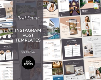 Real Estate Instagram Posts Canva, Realtor Marketing, Real Estate Agent Instagram Post Templates, Realtor Branding, 100 Realtor Templates