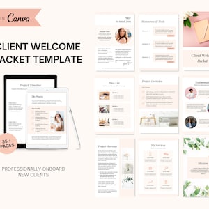 Client Welcome Package Template for Canva | New Client Welcome Kit | Client Onboarding Packet Template | Professionally onboard new clients