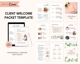 Client Welcome Package Template for Canva | New Client Welcome Kit | Client Onboarding Packet Template | Professionally onboard new clients