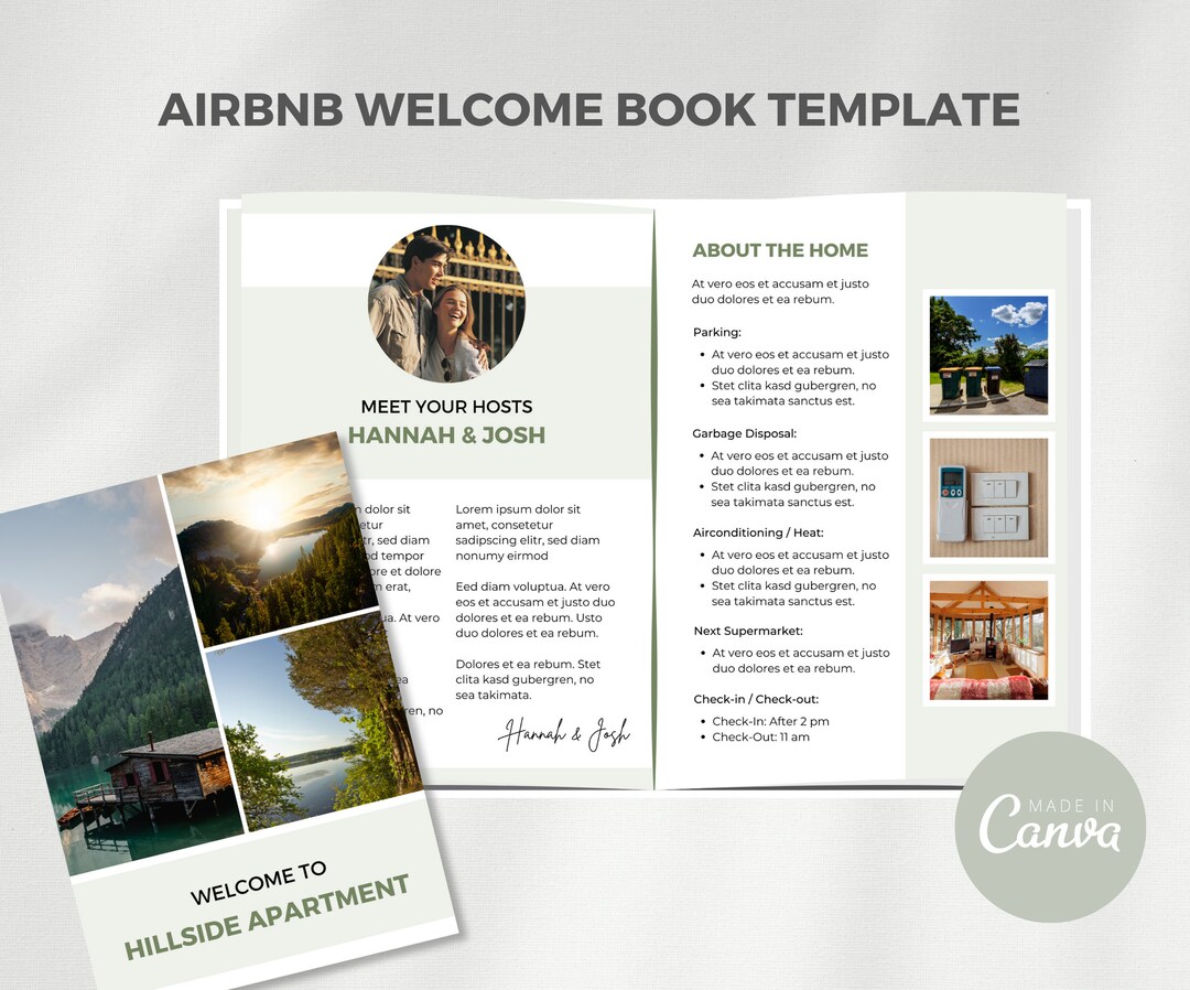 Book Airbnb, Host Packet, Airbnb Book Template Canva, Airbnb Guidebook