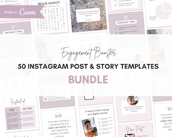 Instagram Post & Story Template Bundle, 50 Instagram Canva Templates, Instagram Story Template, Instagram Post Template, Small Business