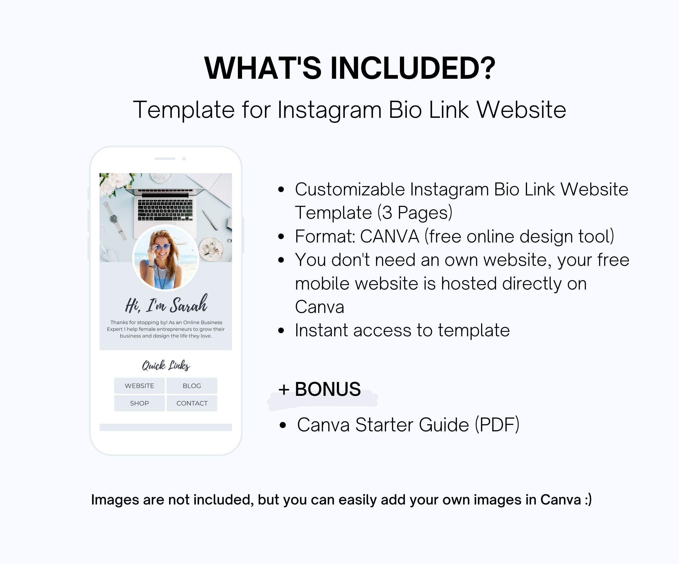 Instagram Bio Link Page Canva Template | Mobile Website Template for ...