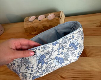 Handmade Blue Floral Fabric Basket