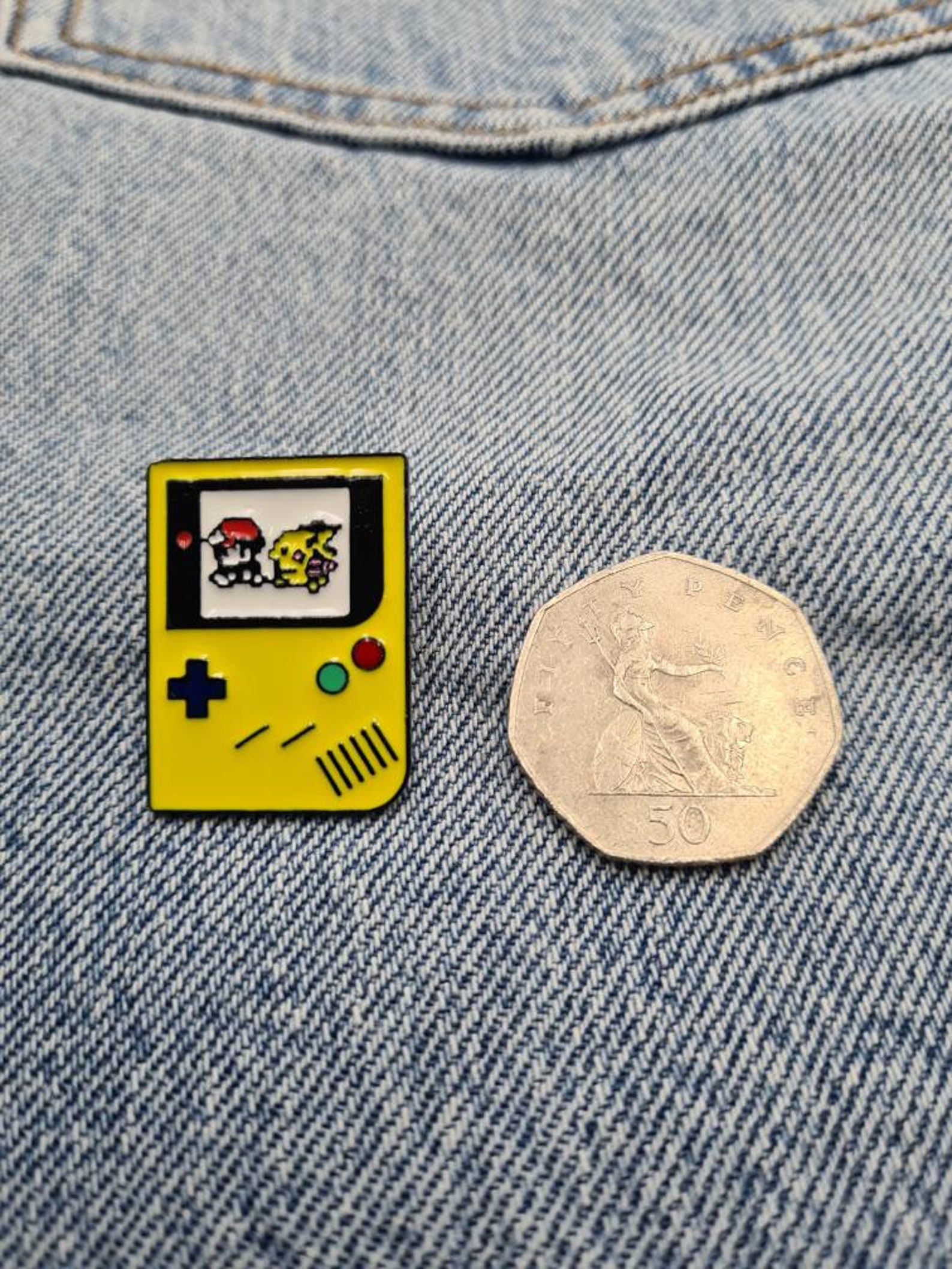 Pokemon yellow enamel pin gameboy badge Etsy