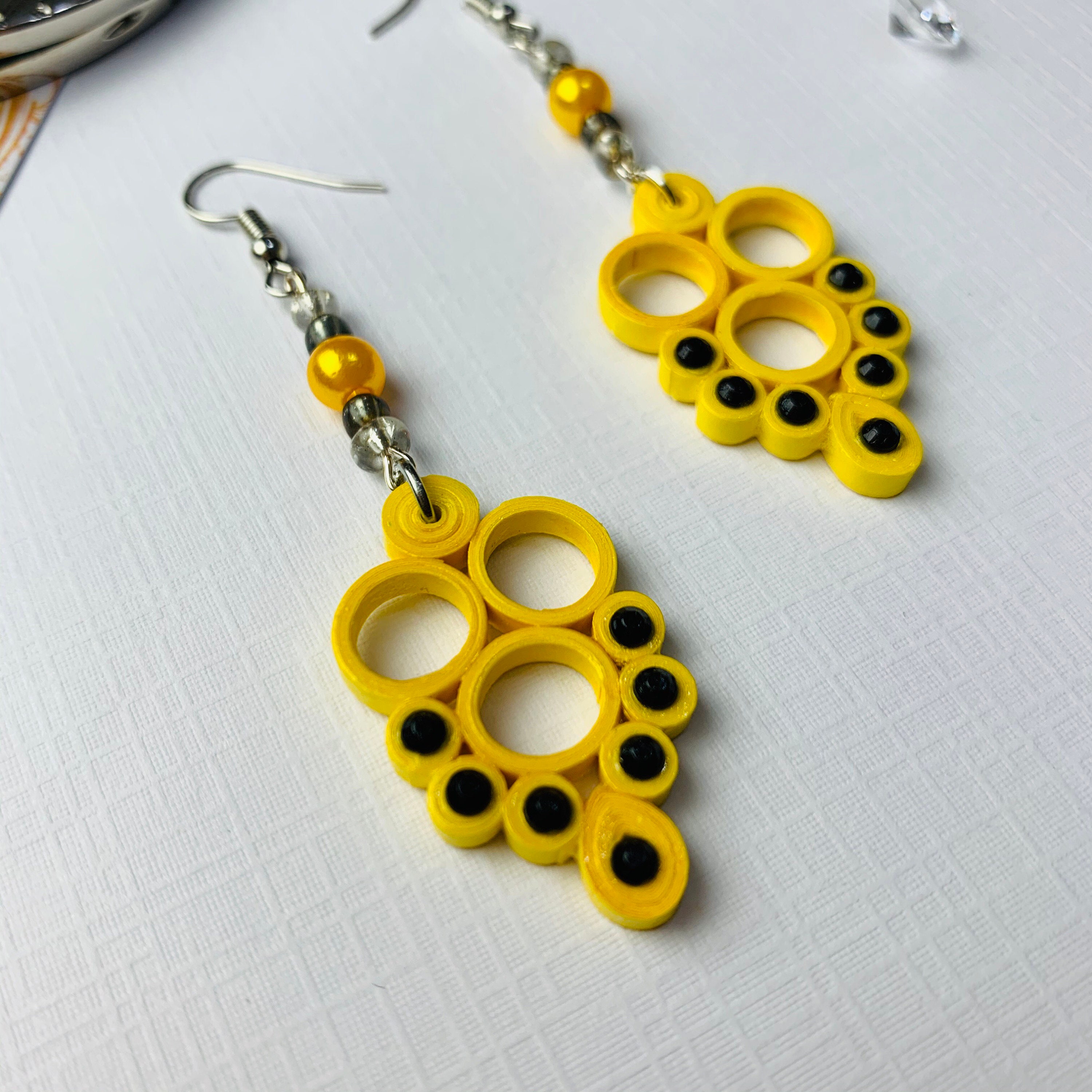 Buy Yellow Round Design Handmade Paper Quilling Earrings for Women  Girls  Online at Low Prices in India  Paytmmallcom