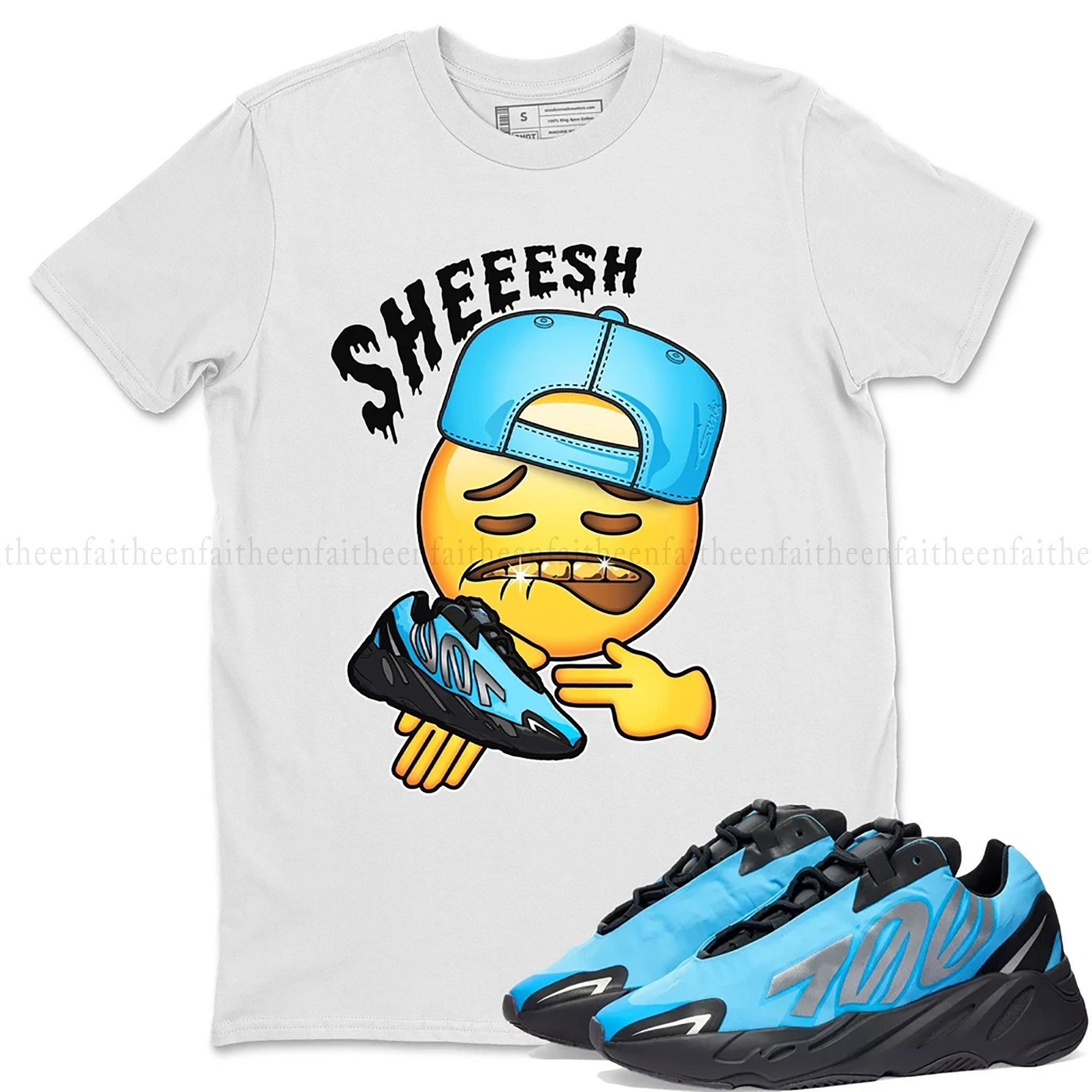 Sheeesh Emoji Match Yeezy 700 Bright Cyan Shirt Yeezy 700 | Etsy