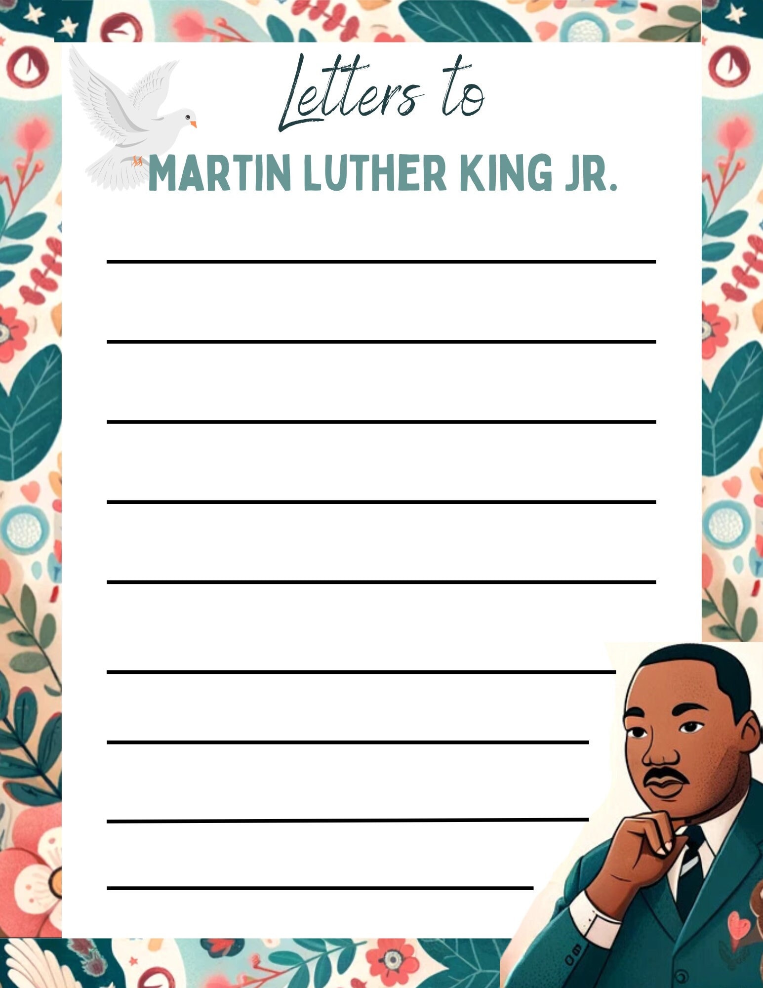 Printable Mlk Letters Letters to Martin Luther King Jr.- Black History Month - Etsy