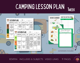 Plan de lecciones de verano semanal / 1 semana / Tema de campamento / Escuela de verano /Escuela en casa