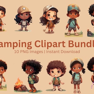 Lot de cliparts de camping | Thème d'été | Clipart Illustrations | Éducatif