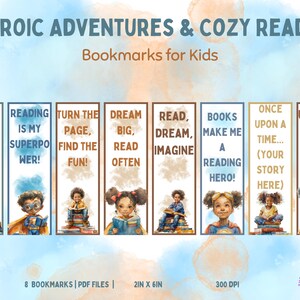 Set of 8 bookmarks | Kid bookmarks | Black and Brown Children