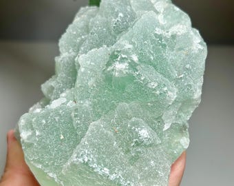 Sugary Green Fluorite Crystal Cluster – Sparkling Texture, China Specimen