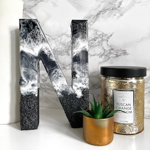 Carta del océano, Resina, Arte de letras personalizadas, Letras temáticas de playa, Decoración de resina, Carta de resina grande, Decoración de declaración, Arte de lujo, Iniciales personalizadas