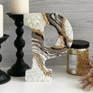 Arte de letras de geodo, Carta de geodo de resina, Carta personalizada, Geodo personalizado de luxo, Decoração de parede de geodo, Arte de geodo de cristal, Arte 3D, Carta de geodo, Personalizado