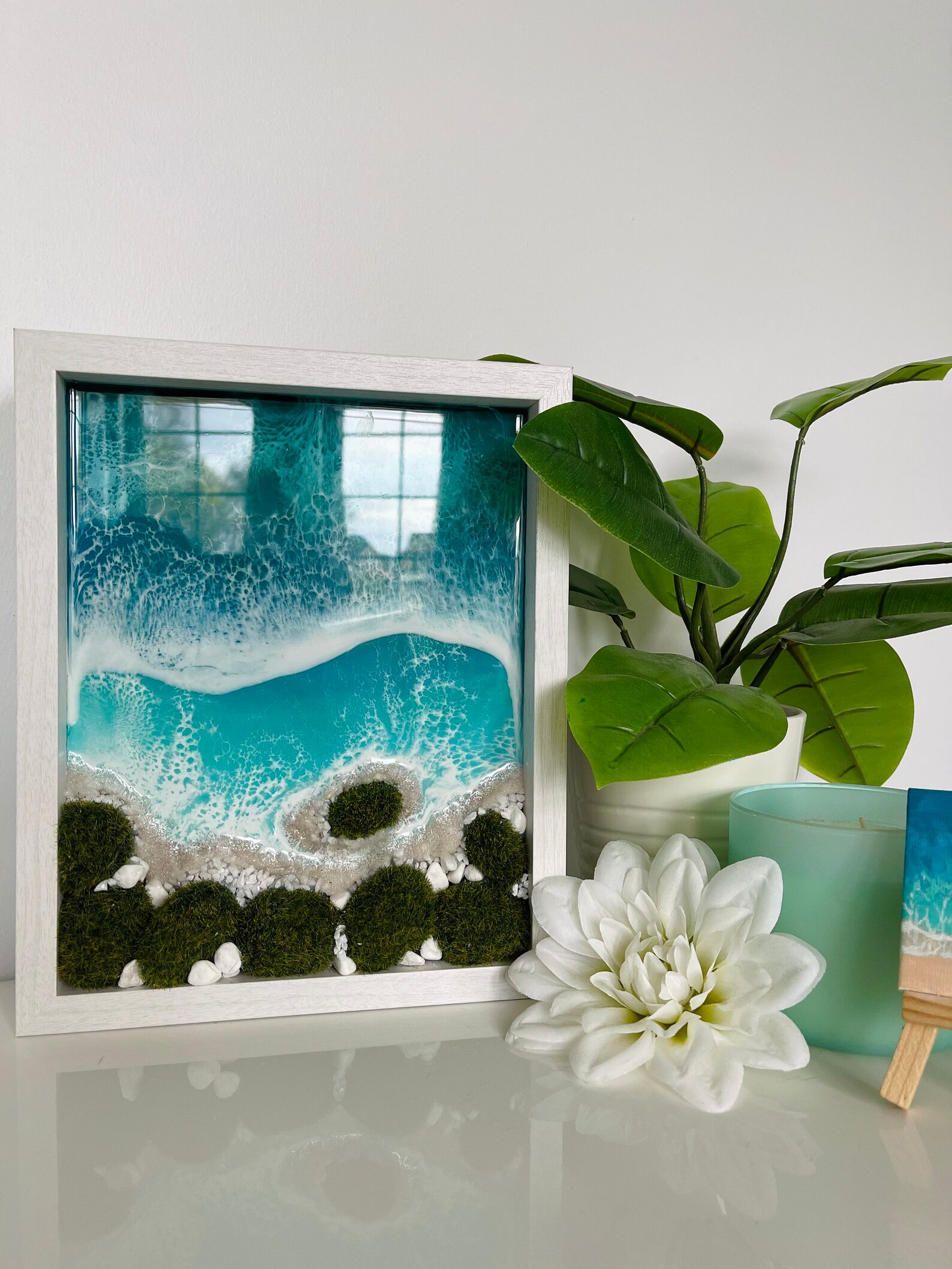 Shadow Box Blue Resin Ocean Art Coastal Beach Landscape Etsy