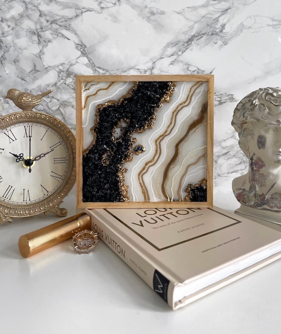 Unique Resin Geode Art, Black White Gold Geode Wall Art, Framed 3D Geode, Crystal Geode Art, Geode Wall Decor, Luxury Geode Art, Home Decor
