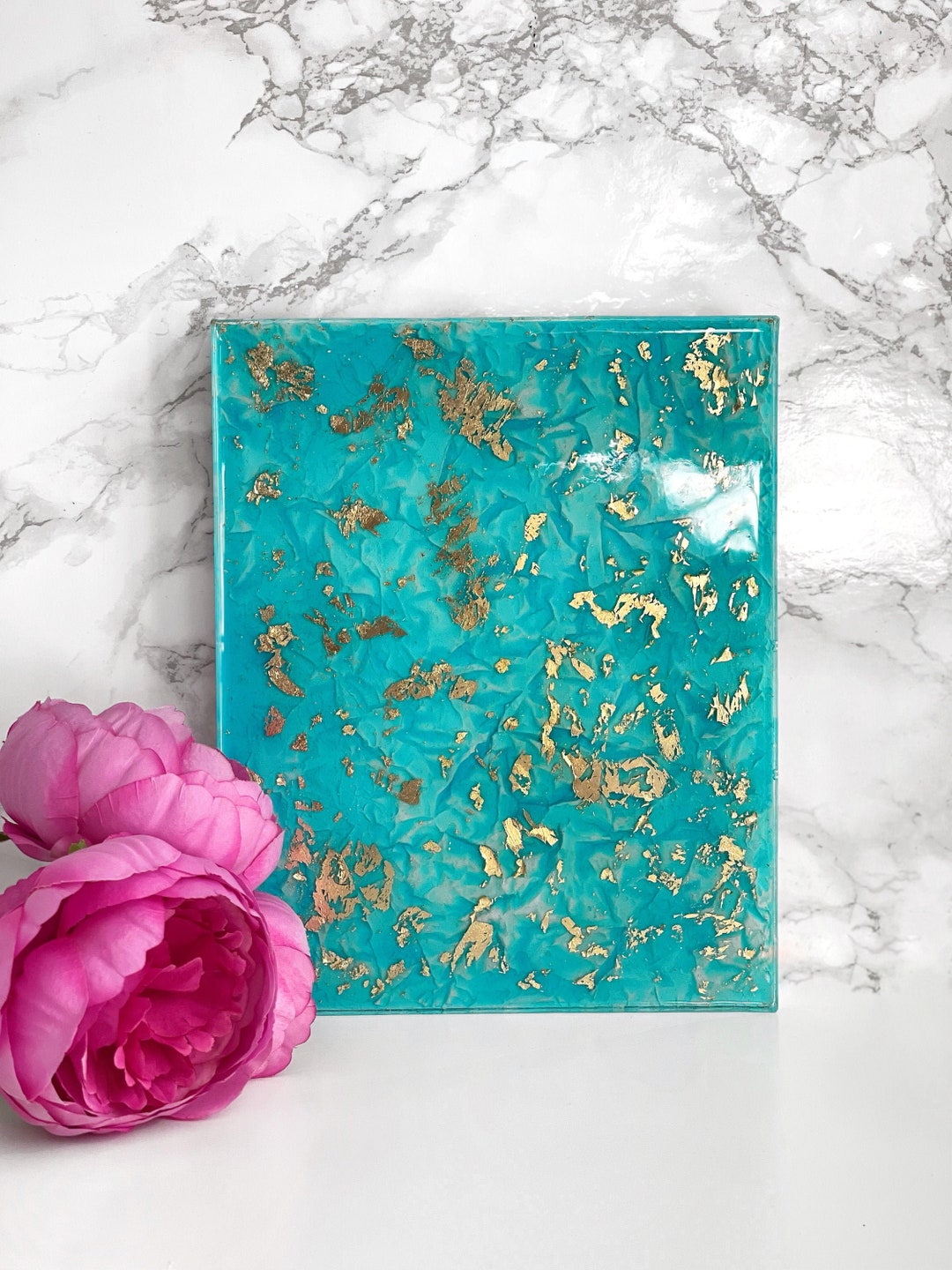 Teal and Gold Abstract Wall Art Luxury Piece Beautiful Etsy