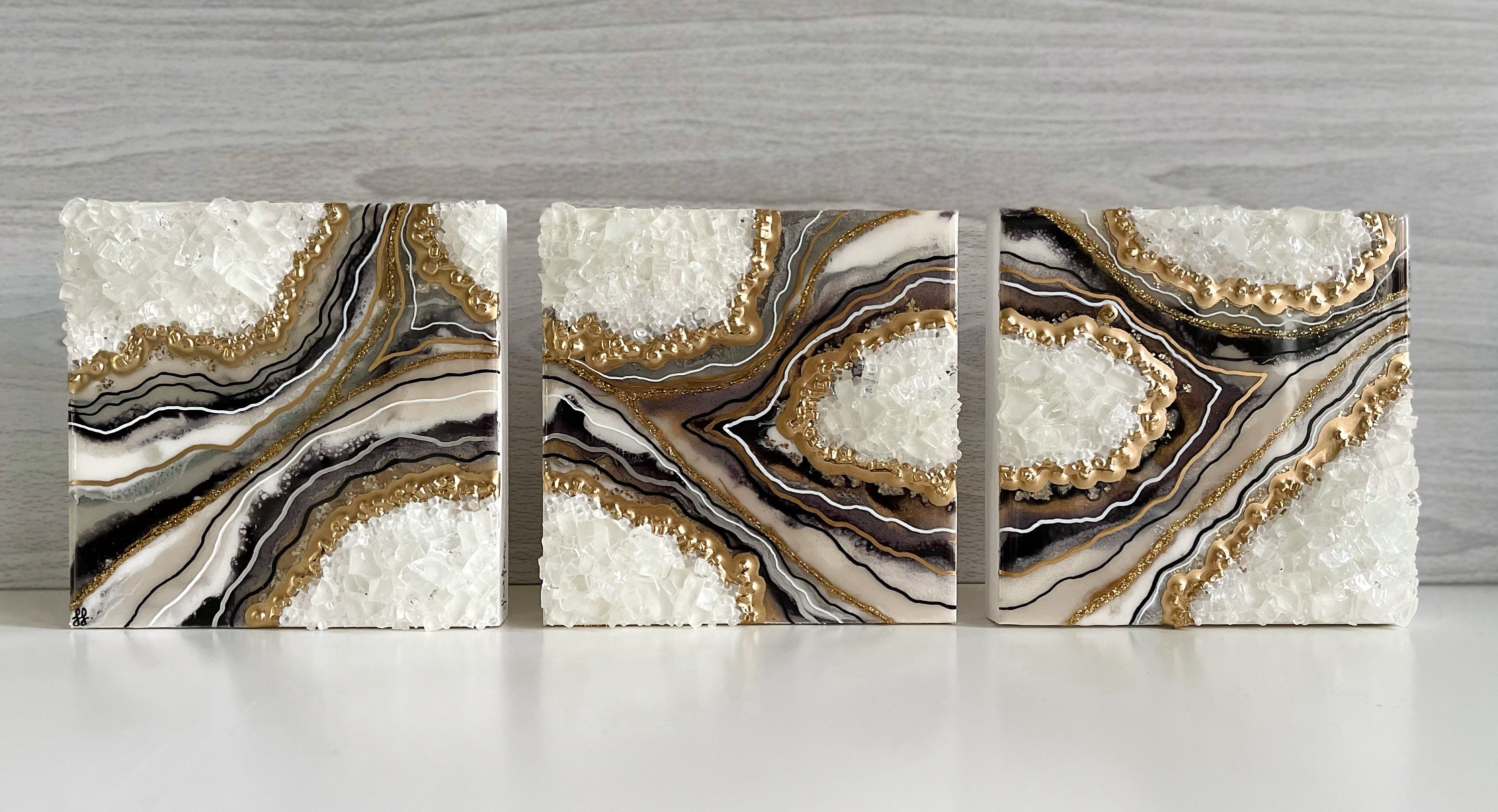 Resin Geode Art Black and Grey White and Gold Geode Wall Etsy Canada