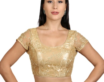Gold Saree Blouse Readymade USA, Gold Sari Blouse, Handmade Silk Gold Indian Dupion Silk Short Sleeves Readymade Saree Blouse, Gold Choli
