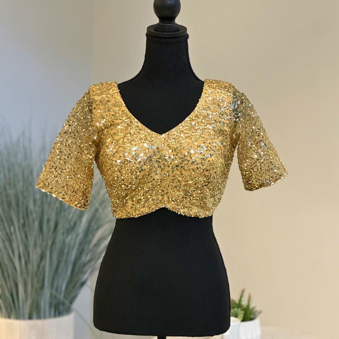 Designer Saree Blouse for Women Readymade - Gold Party Top - Ananya Gold  Saree Blouse - Etsy