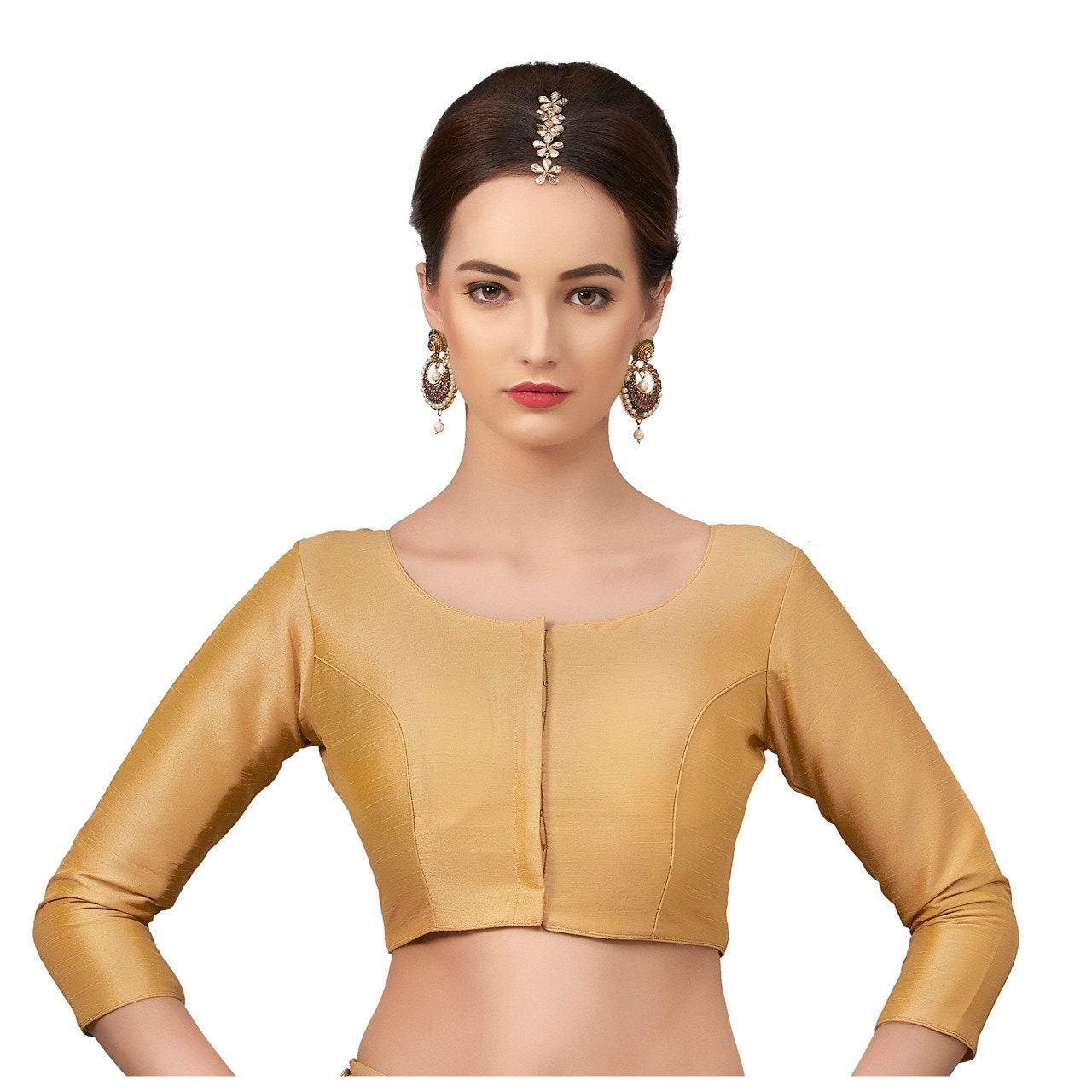 Gold Saree Blouse Full Sleeves Readymade Saree Blouse Etsy UK