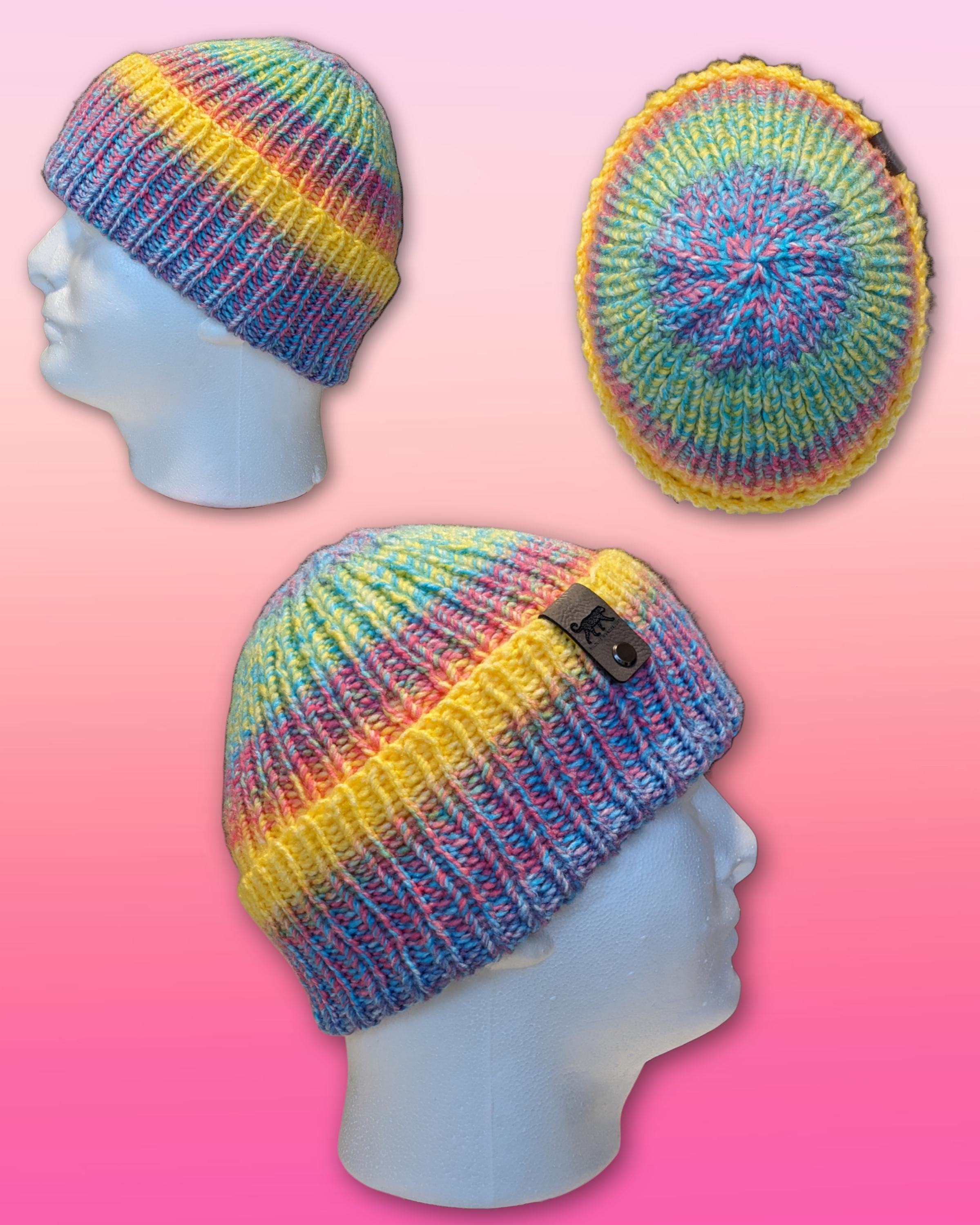 Handmade Multicolor Acrylic Knit Beanie | Miskunn Saybin Pattern