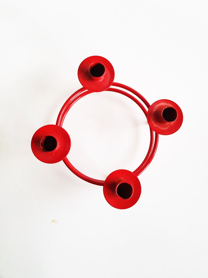Vintage Metal CANDLE HOLDER Solid Red Metal Candle Holder Decorative Old Home Decoration Candle Home Decor Four Candle holder