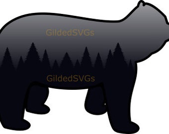 Bear/Tree Silhouette PNG- Great for Sublimation